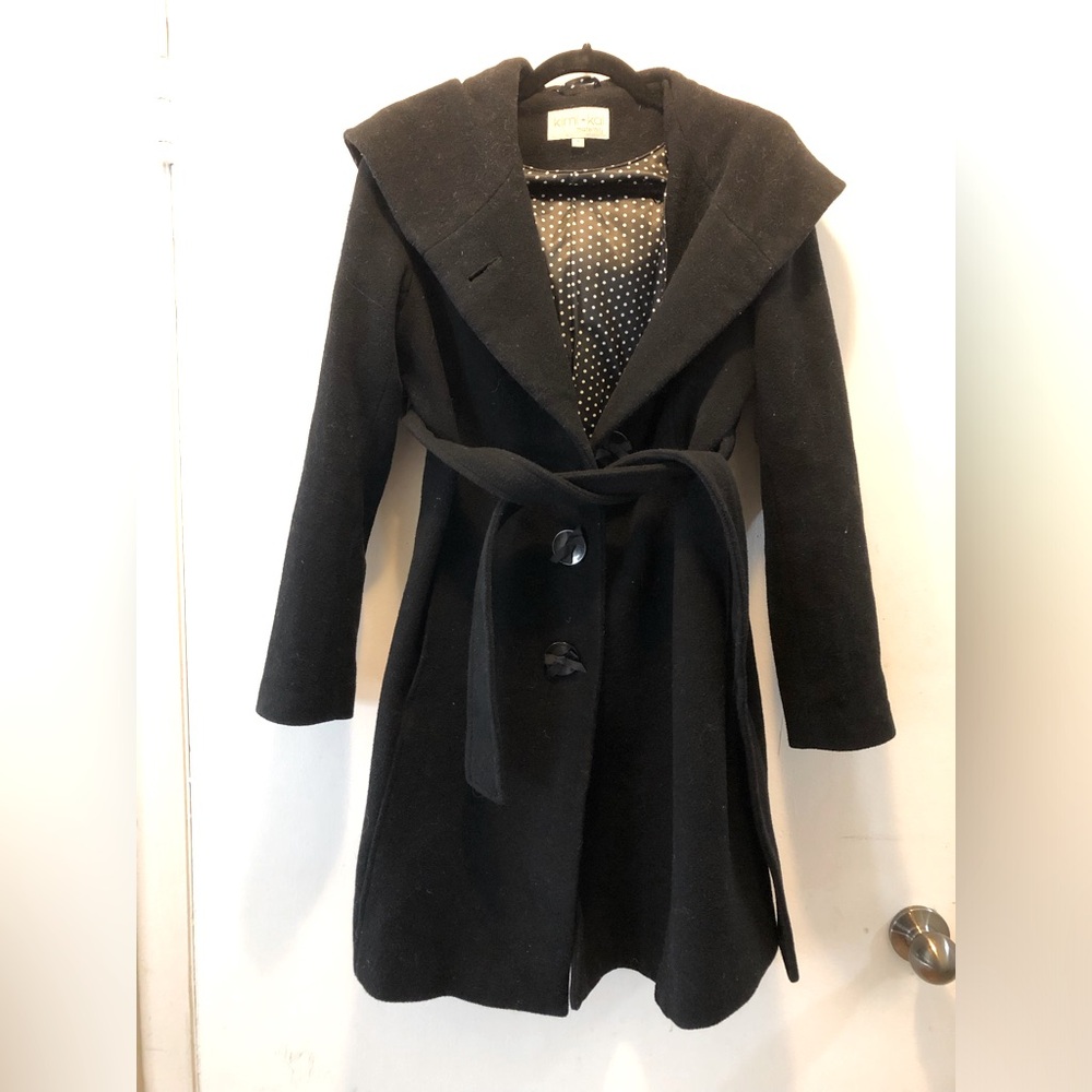 Kimi + Kai size S maternity black wool coat